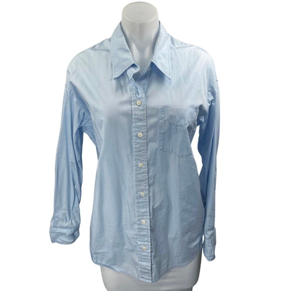 Aritzia Wilfred Women's Blue Long Sleeve Collar Button Down Shirt Top Size XS